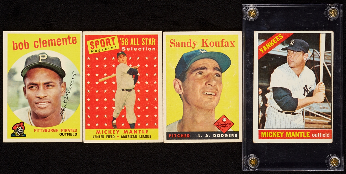 Vintage Topps HOFers Mantle, Koufax and Clemente (4)
