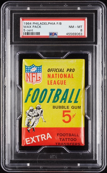 1964 Philadelphia Football 5-Cent Wax Pack (Graded PSA 8)