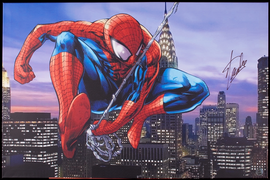 Stan Lee Signed Spiderman 36x24 Canvas Print (Lee Hologram) (BAS)
