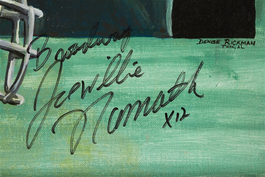Joe Namath Signed Original Artwork in Frame (BAS)