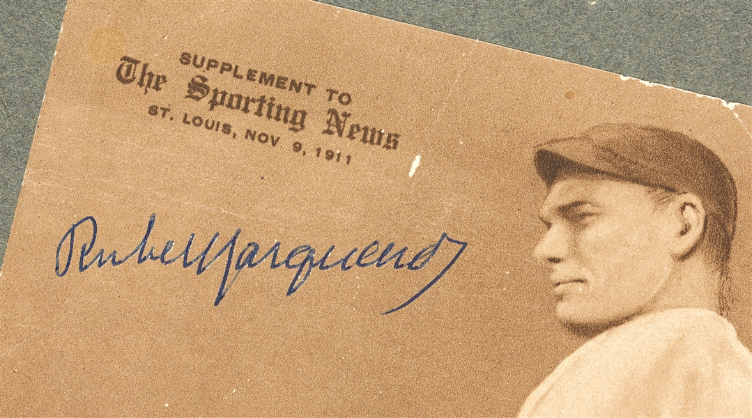 Rube Marquard Signed 1911 M101-2 Sporting News Supplement (BAS)