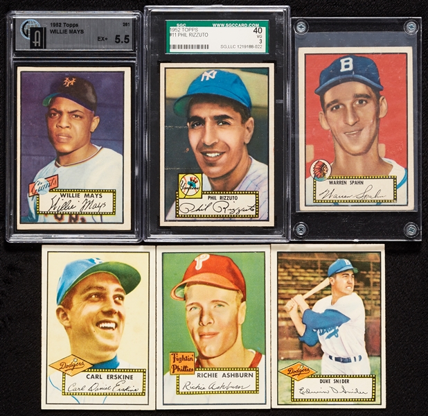 1952 Topps Baseball 1-310 Complete High-Grade Set, 160 PSA Slabs, GAI 5.5 Mays (310)