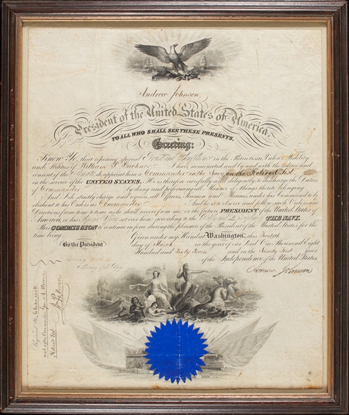 Andrew Johnson Signed Presidential Appointment (BAS)