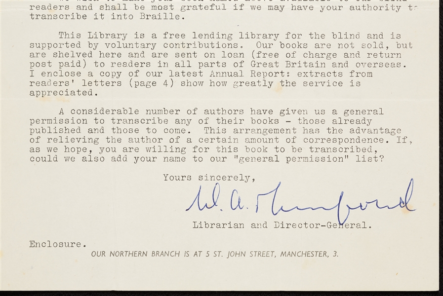 Henry Miller Signed Handwritten Letter (1963) (BAS)