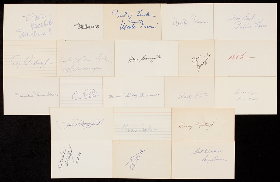 1940-1949 Signed Index Card Collection (457)
