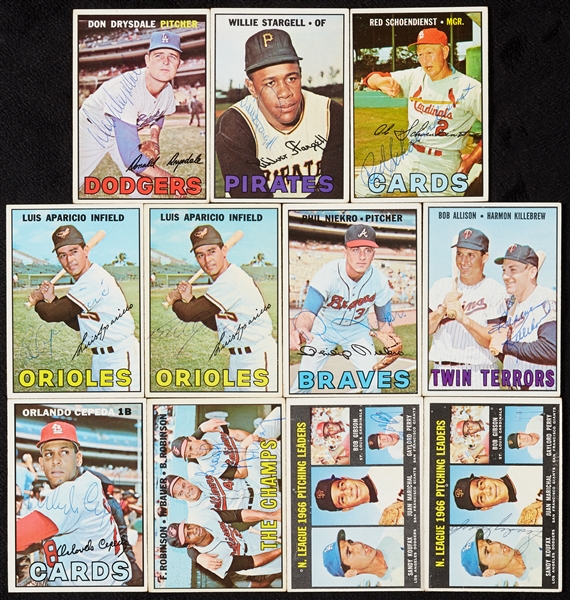 Signed 1967 Topps Baseball Card Collection (178)