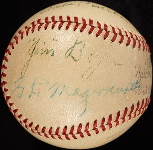 1947 World Series Umpire Crew Multi-Signed Baseball (6) (BAS)