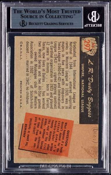 Dusty Boggess Signed 1955 Bowman No. 297 (BAS)