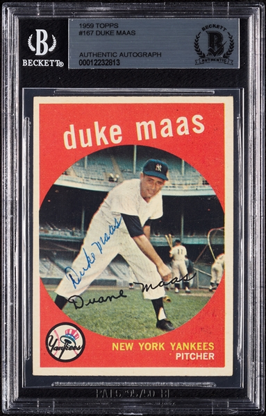 Duke Maas Signed 1959 Topps No. 167 (BAS)