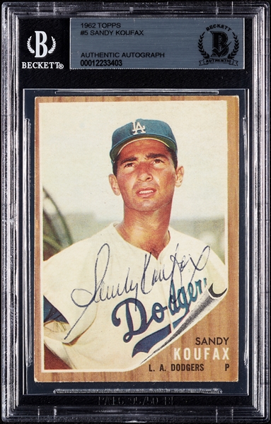 Sandy Koufax Signed 1962 Topps No. 5 (BAS)