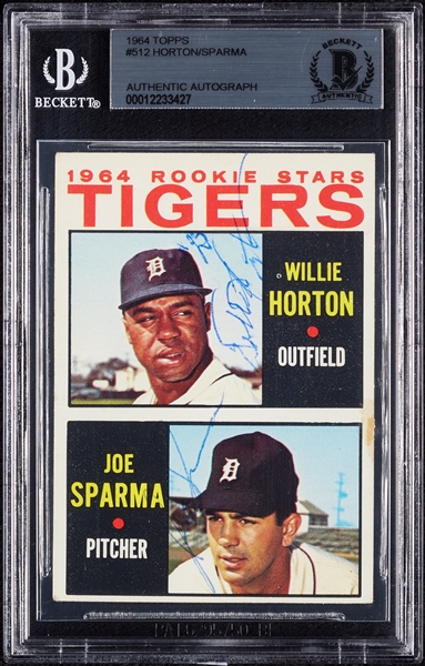 Willie Horton & Joe Sparma Signed 1964 Topps No. 512 (BAS)