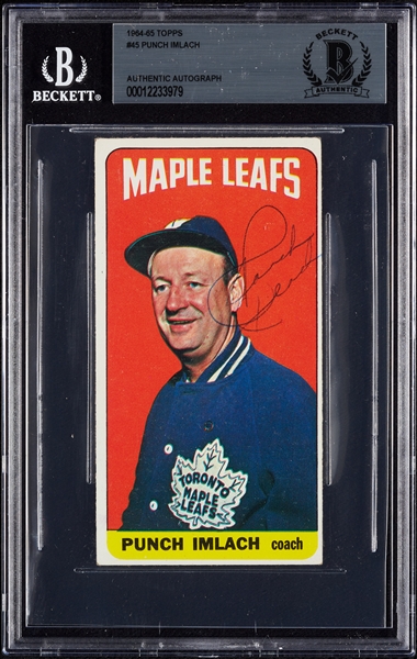 Punch Imlach Signed 1964 Topps No. 45 (BAS)