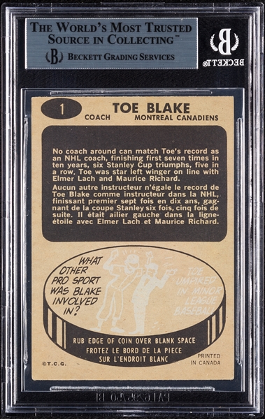 Toe Blake Signed 1965 Topps No. 1 (BAS)