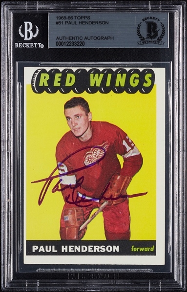 Paul Henderson Signed 1965 Topps RC No. 51 (BAS)