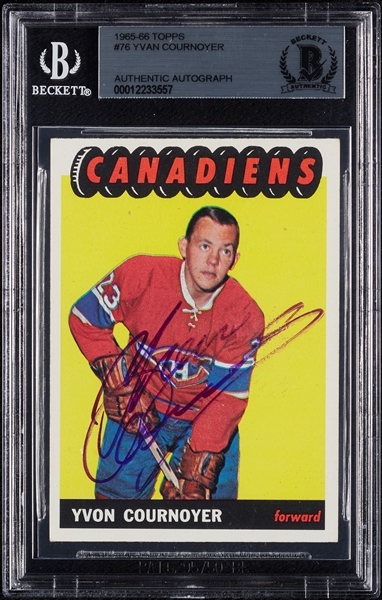 Yvon Cournoyer Signed 1965 Topps RC No. 76 (BAS)