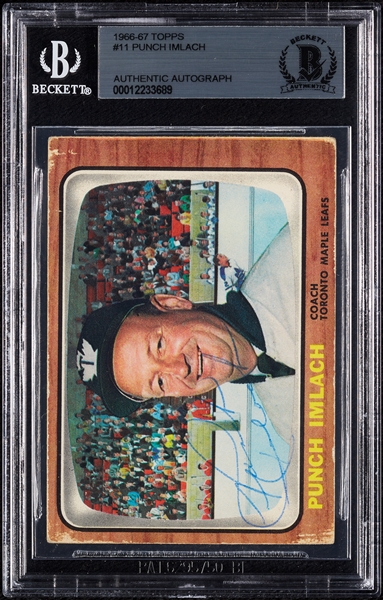 Punch Imlach Signed 1966 Topps No. 11 (BAS)