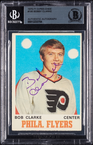 Bob Clarke Signed 1970 O-Pee-Chee RC No. 195 (BAS)