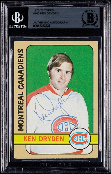 Ken Dryden Signed 1972 Topps No. 160 (BAS)