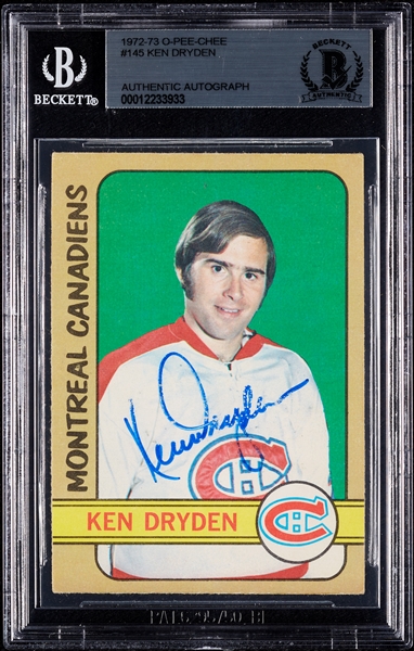 Ken Dryden Signed 1972 O-Pee-Chee No. 145 (BAS)