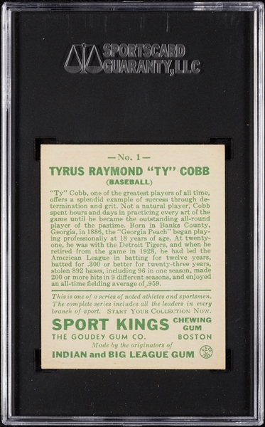 1933 Sport Kings Ty Cobb No. 1 SGC 8.5