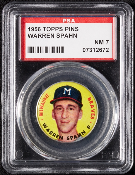 1956 Topps Pins Warren Spahn PSA 7