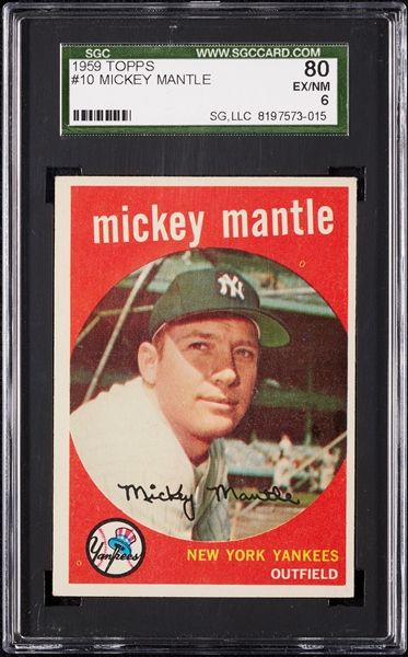 1959 Topps Mickey Mantle No. 10 SGC 6