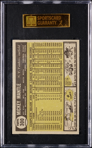 1961 Topps Mickey Mantle No. 300 SGC 8