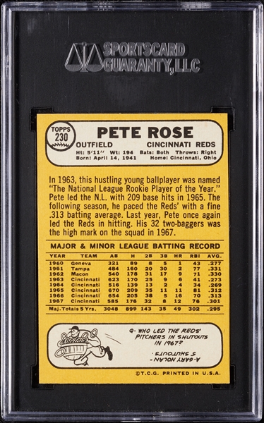 1968 Topps Pete Rose No. 230 SGC 9