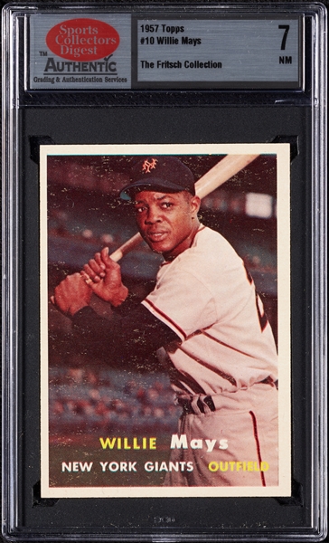 1957 Topps Willie Mays No. 10 SCD 7 (Fritsch Collection)