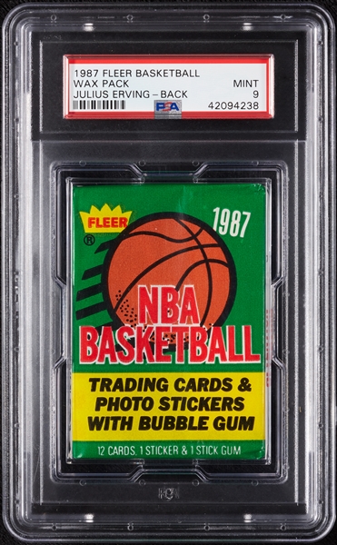 1987 Fleer Basketball Wax Pack - Erving on Back (Graded PSA 9)