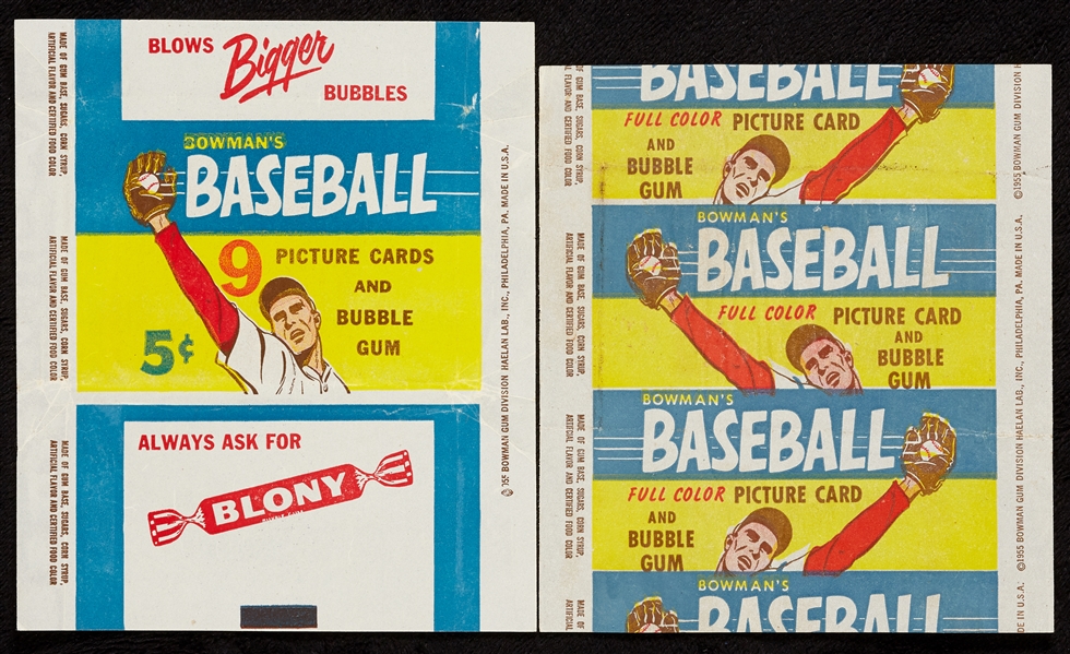 1955 Bowman Baseball One and Five-Cent Wrappers (2) 
