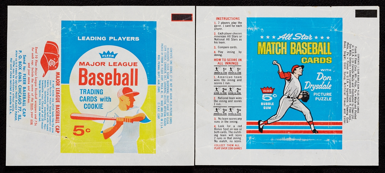 1963 and 1965 Fleer Baseball Wrappers (2) 