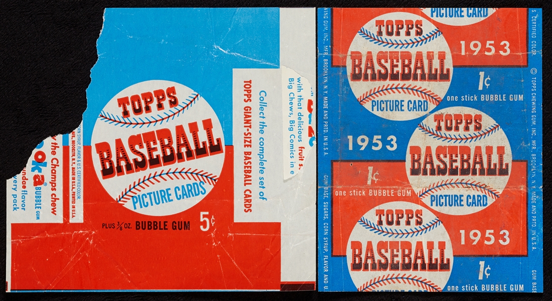 1953 Topps Baseball One and Five-Cent Wrappers (2) 