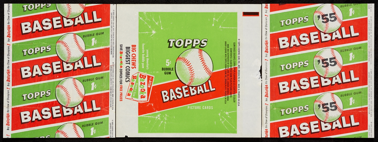 1955 Topps Baseball One and Five-Cent Wrappers (3) 