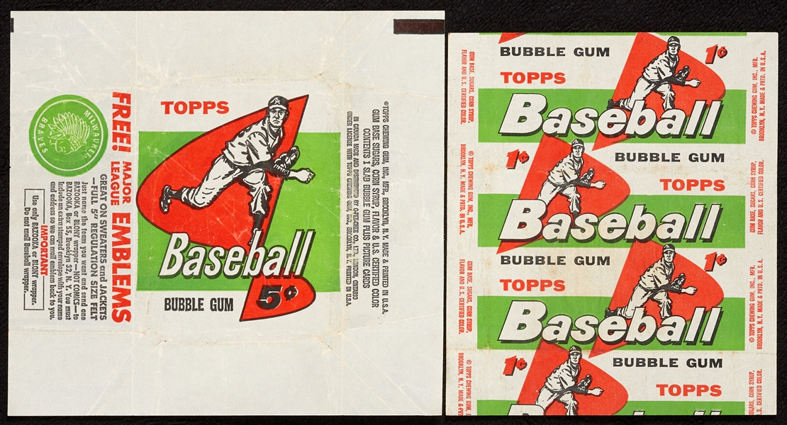 1958 Topps Baseball One and Five-Cent Wrappers (2) 