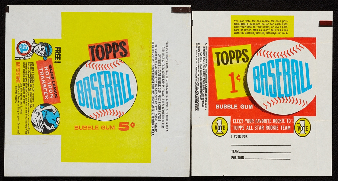 1960 Topps Baseball One and Five-Cent Wrappers (2) 