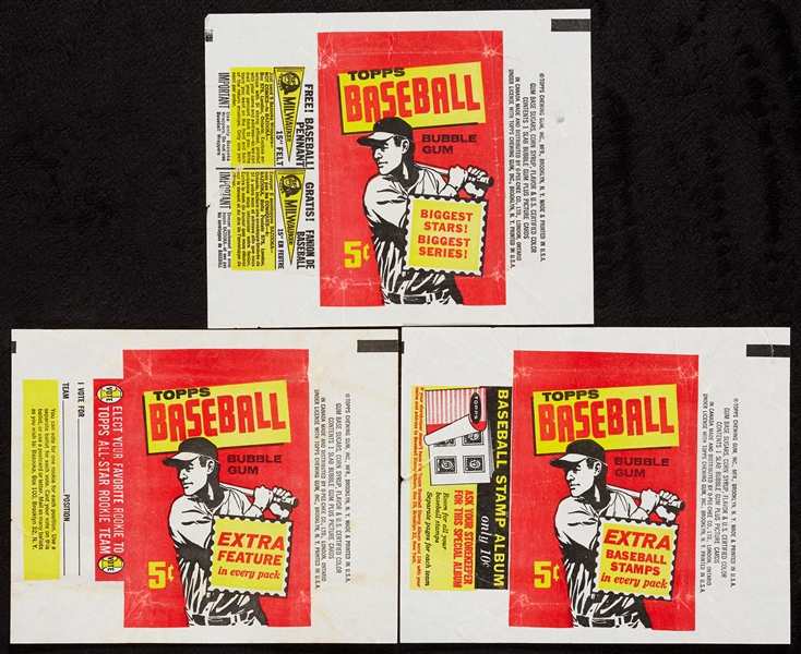 1961 Topps Baseball Five-Cent Wrappers (3 different)