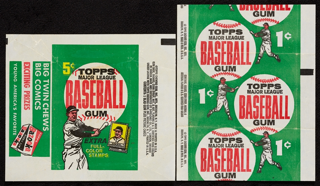 1962 Topps Baseball One and Five-Cent Wrappers (2) 