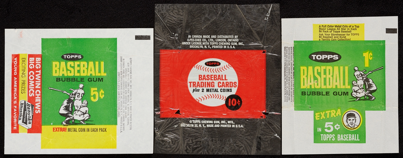 1964 Topps Baseball One, Five and Ten- Cent Wrappers (3) 