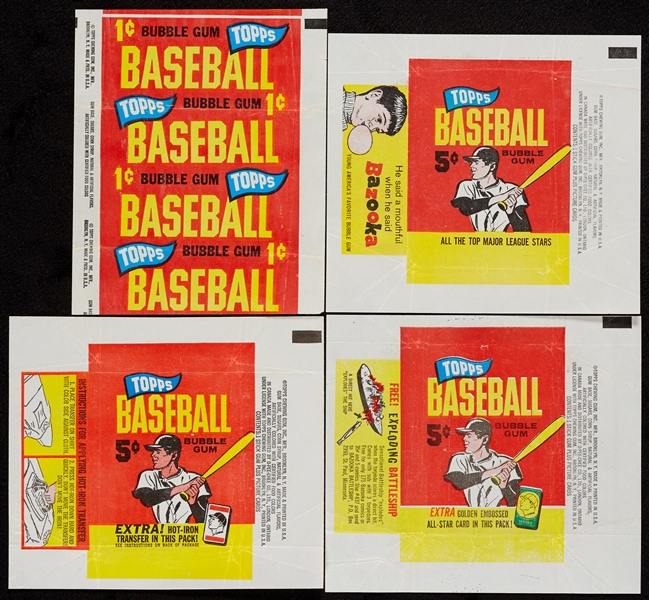1965 Topps Baseball One and Five-Cent Wrappers (4 different) 