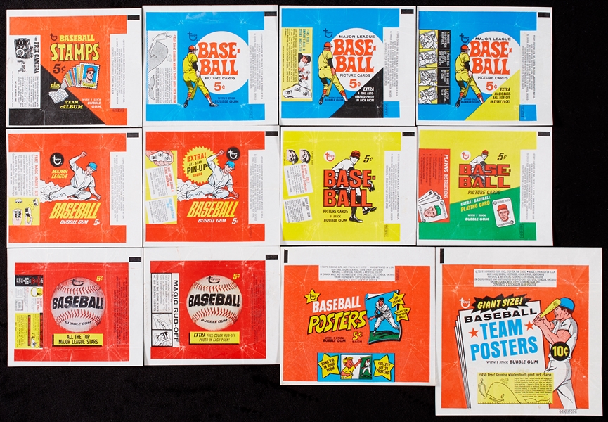 1966-1969 Topps Baseball Wrappers (12 different) 