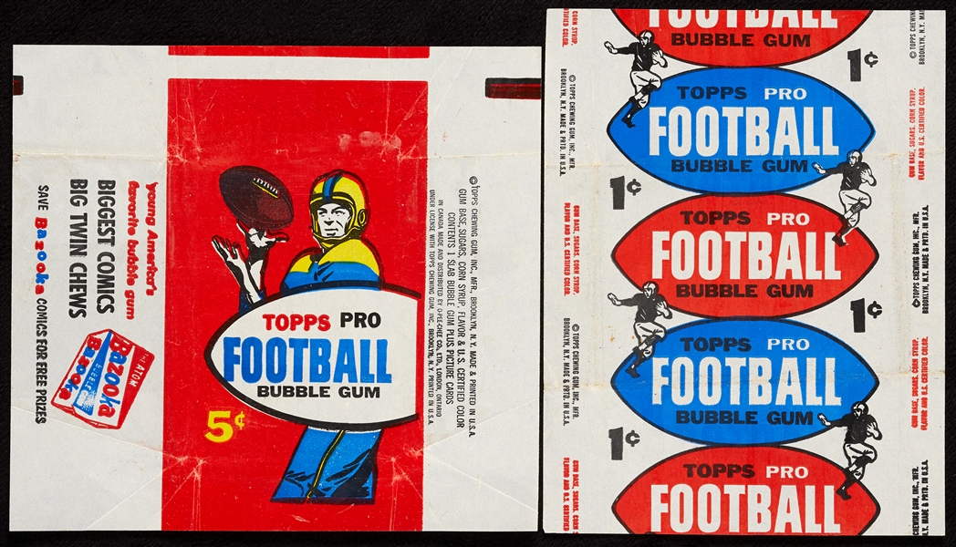 1957 Topps Football One and Five-Cent Wrappers (2) 