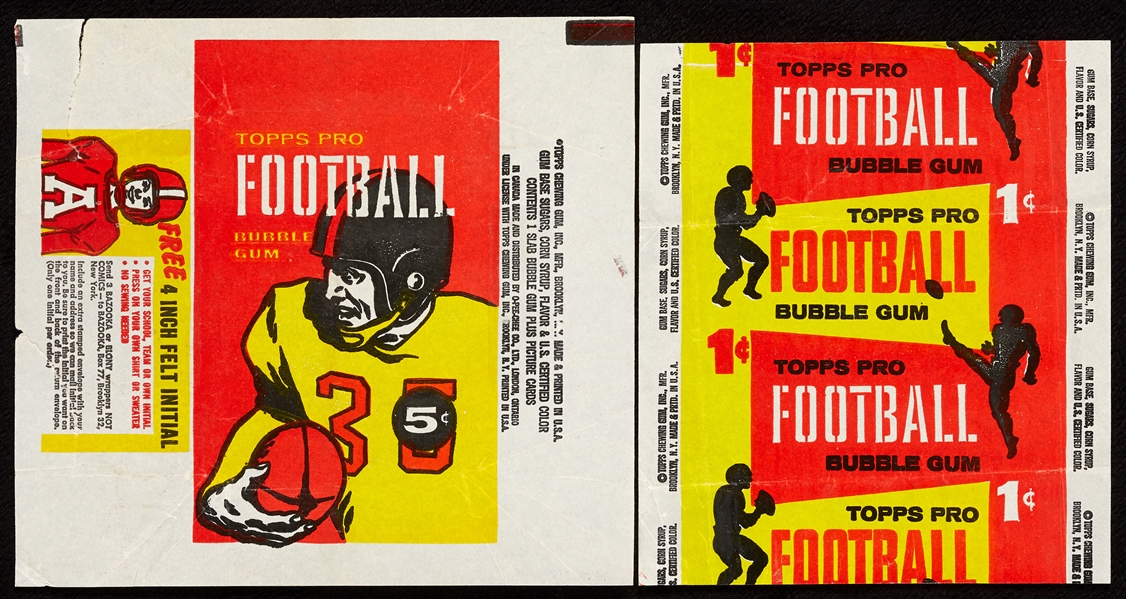 1958 Topps Football One and Five-Cent Wrappers (2) 