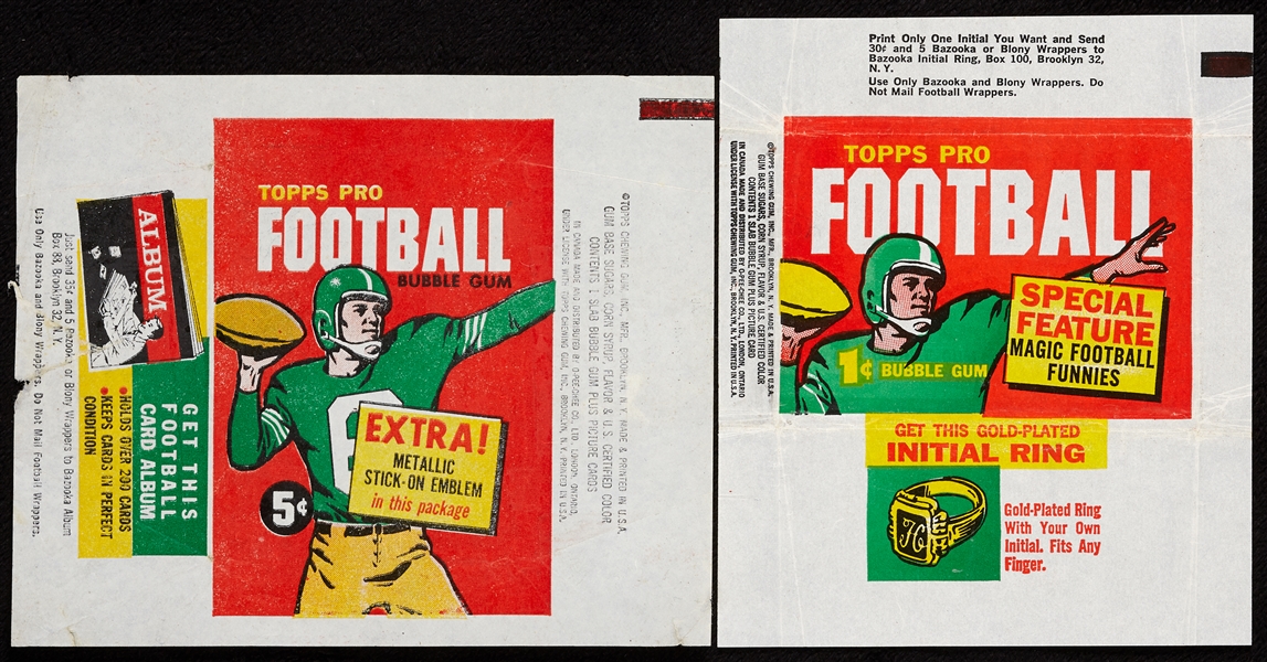 1960 Topps Football One and Five-Cent Wrappers (2) 