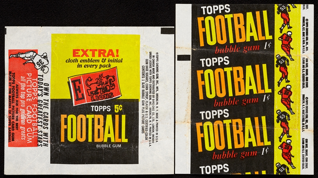 1961 Topps Football One and Five-Cent Wrappers (2)