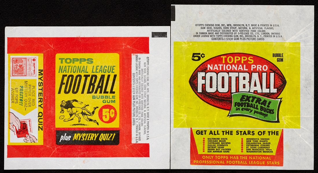 1962 and 1963 Topps Football Five-Cent Wrappers (2) 