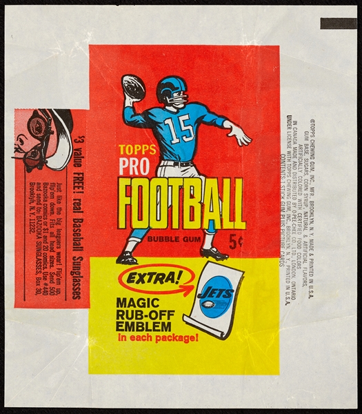1965 Topps Football Five-Cent Wrapper 