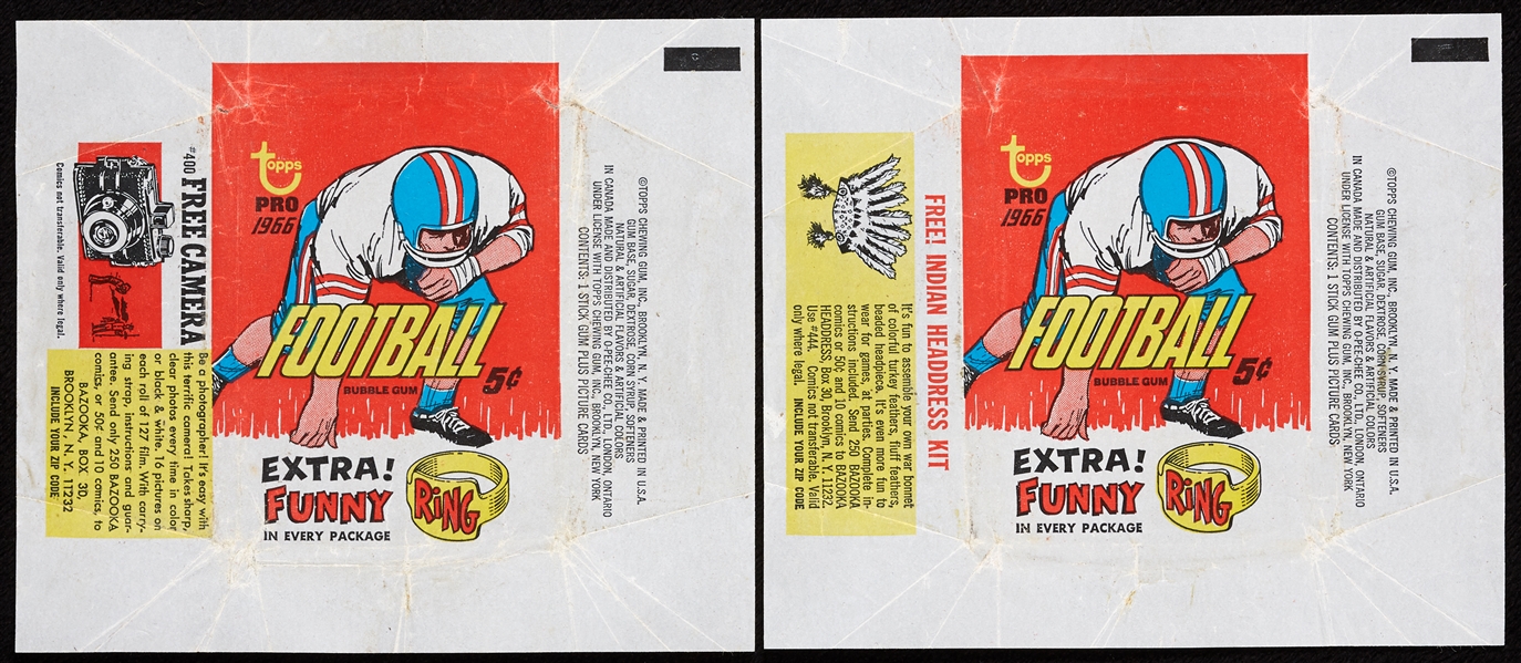 1966 Topps Football Five-Cent Wrappers (2) 