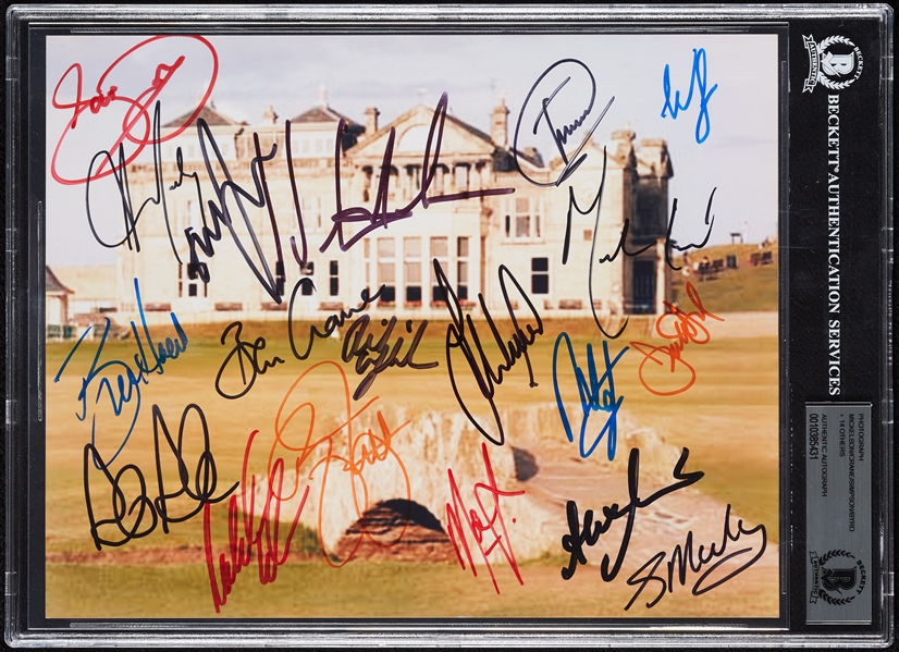Phil Mickelson, Fowler, Simpson, Day & 14 Others Signed 8x10 Photo (BAS)
