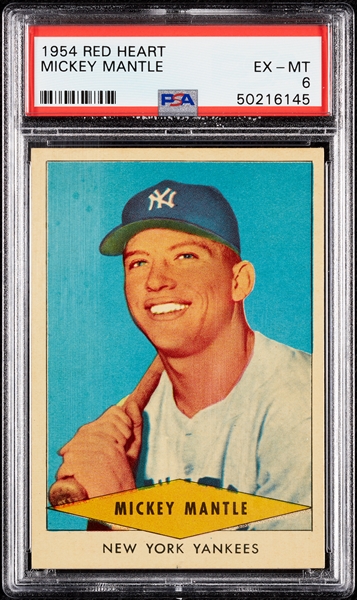 1954 Red Heart Mickey Mantle PSA 6